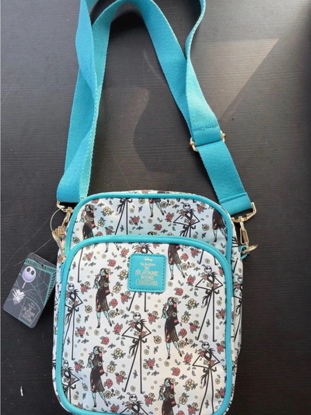 Disney Teal Floral The Nightmare Before Christmas Crossbody Bag